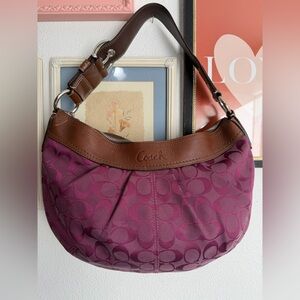 Y2K Coach Soho Plum Signature Hobo Shoulder Bag F13740